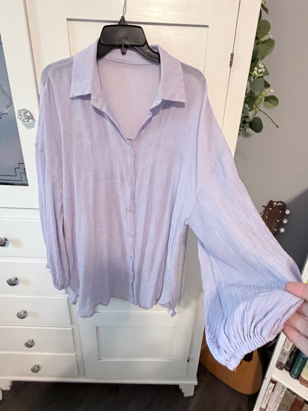 Source Unknown Lavender Lightweight Button-Down Blouse